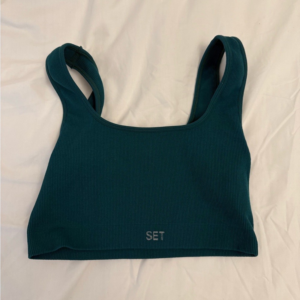 SET Active Teal Ribbed Sports Bra
